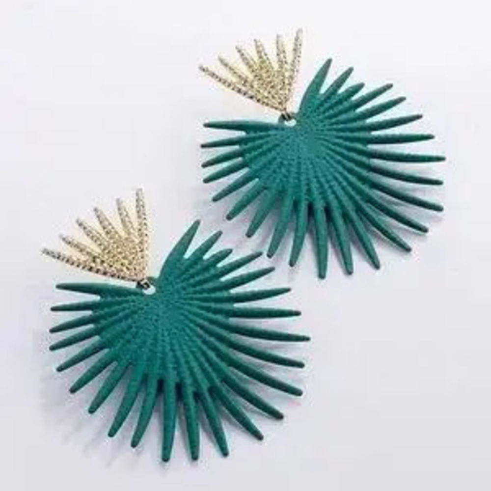 Green Leaf Big Earrings